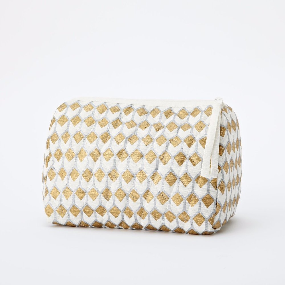 NWOT | west elm | metallic ikat cosmetic bag